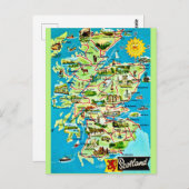 スコットランド図解入りの、写真付きのヴィンテージはがき ポストカード (正面/裏面)