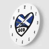 スコットランド国コードSCOフラグハート ラージ壁時計 (傾斜)