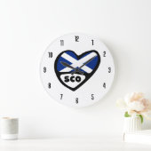 スコットランド国コードSCOフラグハート ラージ壁時計 (ホーム)