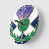 スコットランド国旗とシスル ラウンド壁時計 (傾斜)