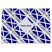 スコットランド国旗のタイル模様の黒の個人用設定 ラージペーパーバッグ (正面)