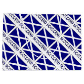 スコットランド国旗のタイル模様の黒の個人用設定 ラージペーパーバッグ (裏面)