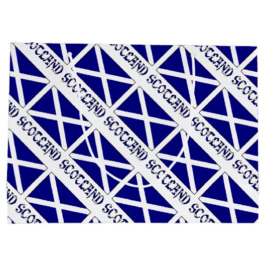 スコットランド国旗のタイル模様の黒の個人用設定 ラージペーパーバッグ (裏面)