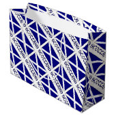 スコットランド国旗のタイル模様の黒の個人用設定 ラージペーパーバッグ (裏面アングル)