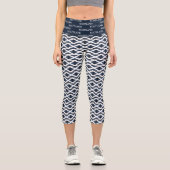 スコットランド国旗のパターン高いウエストカプリレギンス カプリレギンス (正面)