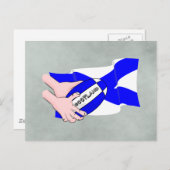 スコットランド国旗のラグビーボール・サポーター漫画の手 ポストカード (正面/裏面)