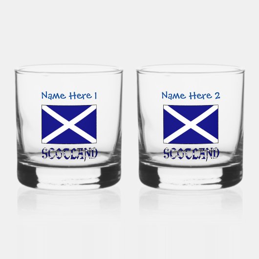 スコットランド国旗の青(個人設定) ウイスキーグラス (正面)