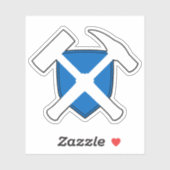 スコットランド国旗を持つ地質学者のロックハンマー シール (シート)