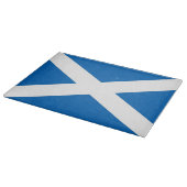 スコットランド国旗を掲げたガラス製の板 カッティングボード (角)
