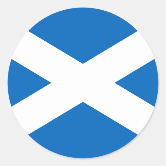 スコットランド国旗セントアンドリュー十字線 ラウンドシール (正面)