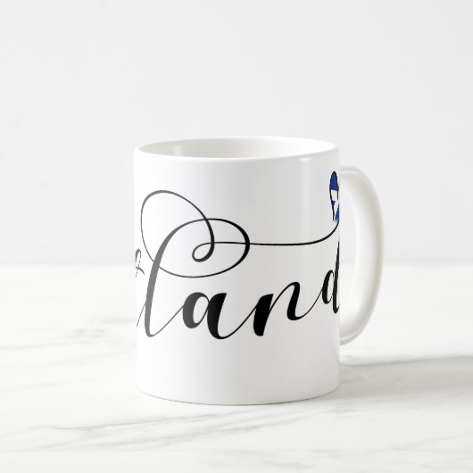 スコットランド国旗ハート、スコティッシュサルタイヤ コーヒーマグカップ (正面右)