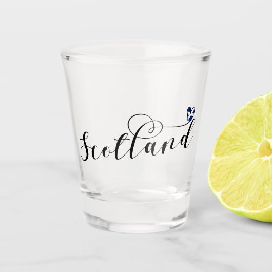 スコットランド国旗ハート、スコティッシュサルタイヤ ショットグラス (正面)