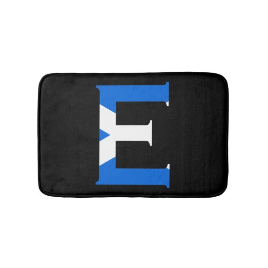 スコットランド国旗bmcntにオーバーレイされたEモノグラム バスマット (正面)