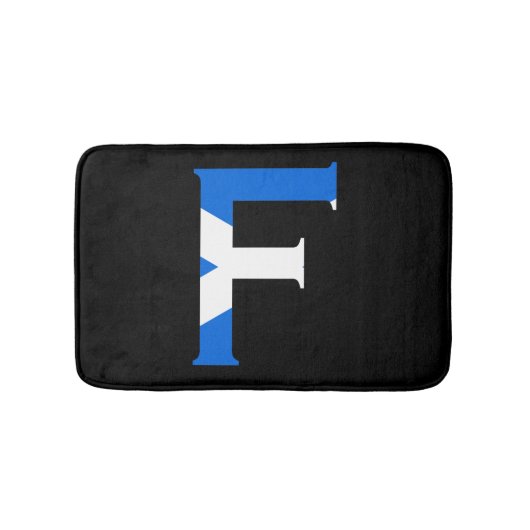 スコットランド国旗bmcntにオーバーレイされたFモノグラム バスマット (正面)