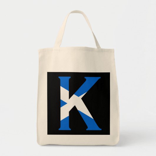 スコットランド国旗gtcntにオーバーレイされたKモノグラム トートバッグ (正面)