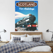 スコットランド機関車の旅行ポスター キャンバスプリント (インサイチュ (寝室))