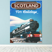 スコットランド機関車の旅行ポスター キャンバスプリント (インサイチュ (ウッドフロア))