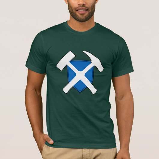 スコットランド版地質学者の岩石ハンマーロゴ Tシャツ (正面)