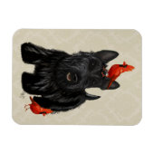 スコットランド犬と赤い鳥 マグネット (横)