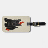 スコットランド犬と赤い鳥 ラゲッジタグ (正面横)