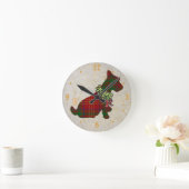 スコットランド犬のラフメリーを着て!ラフ!w/#&dots ラウンド壁時計 (ホーム)