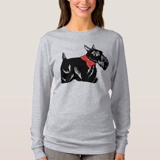 スコットランド犬の女性の長袖Tシャツ Tシャツ (正面)