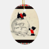 スコットランド犬の新年おめでとう セラミックオーナメント (裏面)