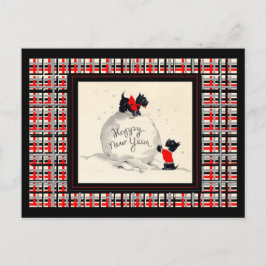 スコットランド犬の新年の幸せ シーズンポストカード