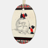 スコットランド犬の新年の幸せ セラミックオーナメント (左)