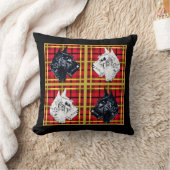 スコットランド犬の黒と白の金色の格子縞スコットランド クッション (ブランケット)