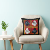スコットランド犬の黒と白の金色の格子縞スコットランド クッション (椅子)