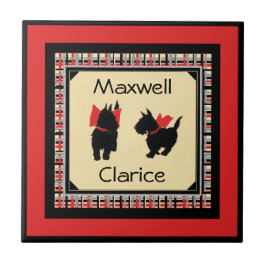 スコットランド犬のSmが二人（4.25インチx 4.25インチ）セラミックタイル タイル