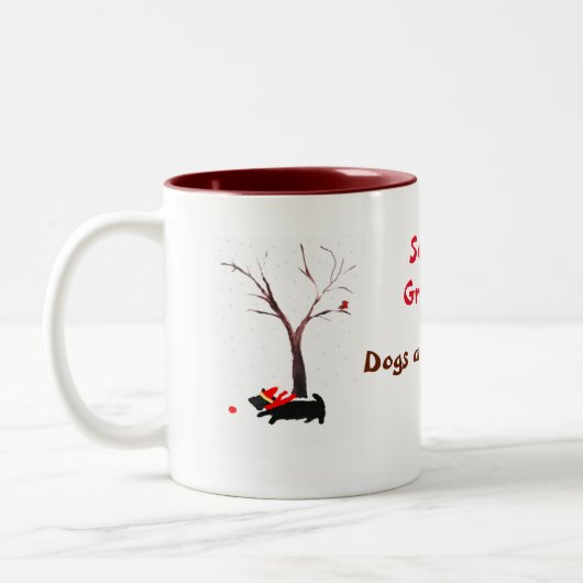 スコットランド犬は歓迎!季節芸術 ツートーンマグカップ (左)