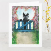 スコットランド犬グリーティングカード カード (黄色い花)