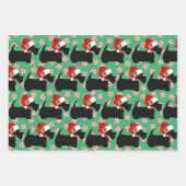スコットランド犬サンタハット3コーディネートクリスマス ラッピングペーパーシート (正面3)