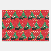 スコットランド犬サンタハット3コーディネートクリスマス ラッピングペーパーシート (正面2)