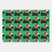 スコットランド犬サンタハット3コーディネートクリスマス ラッピングペーパーシート (正面)