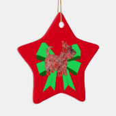 スコットランド犬シルエットグリーンボウクリスマスセラミック セラミックオーナメント (右)