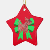 スコットランド犬シルエットグリーンボウクリスマスセラミック セラミックオーナメント (左)