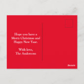 スコットランド犬シルエット赤メリークリスマスポストカー ポストカード (裏面)