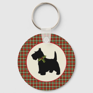 スコットランド犬スコッチプレイドクリスマス キーホルダー