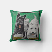 スコットランド犬ブラックキーとホワイトオンザラジオ クッション (裏面)