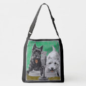 スコットランド犬ブラックキーとホワイトオンザラジオ クロスボディバッグ (裏面)