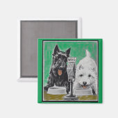 スコットランド犬ブラックキーとホワイトオンザラジオ マグネット (正面/裏面)
