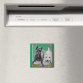 スコットランド犬ブラックキーとホワイトオンザラジオ マグネット (インサイチュ (食洗機))