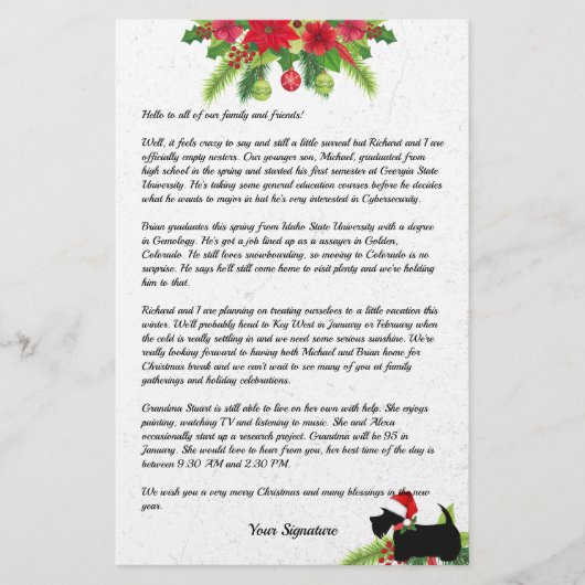 スコットランド犬プレイドクリスマスニュースレターカスタム 便箋 (正面)