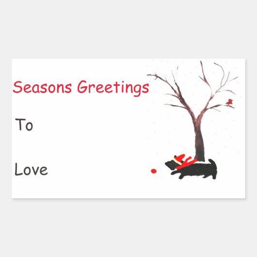 スコットランド犬ロビン季節限定 長方形シール (正面)