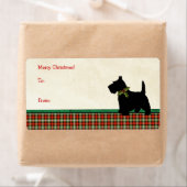 スコットランド犬伝統的格子状クリスマスカスタム ラベル (インサイチュ)