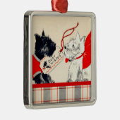 スコットランド犬2匹、黒と白のスコティッシュテリア メタルオーナメント (右)