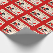 スコットランド犬、黒と白のホリデーギフトラップ ラッピングペーパー (角)